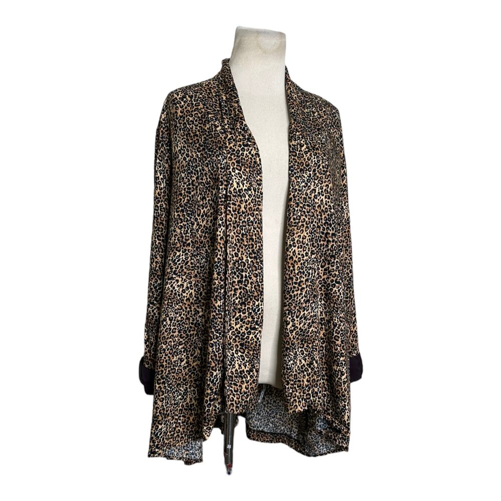 Just Nicole leopard print long sleeves open front lightweight cardigan size 16W